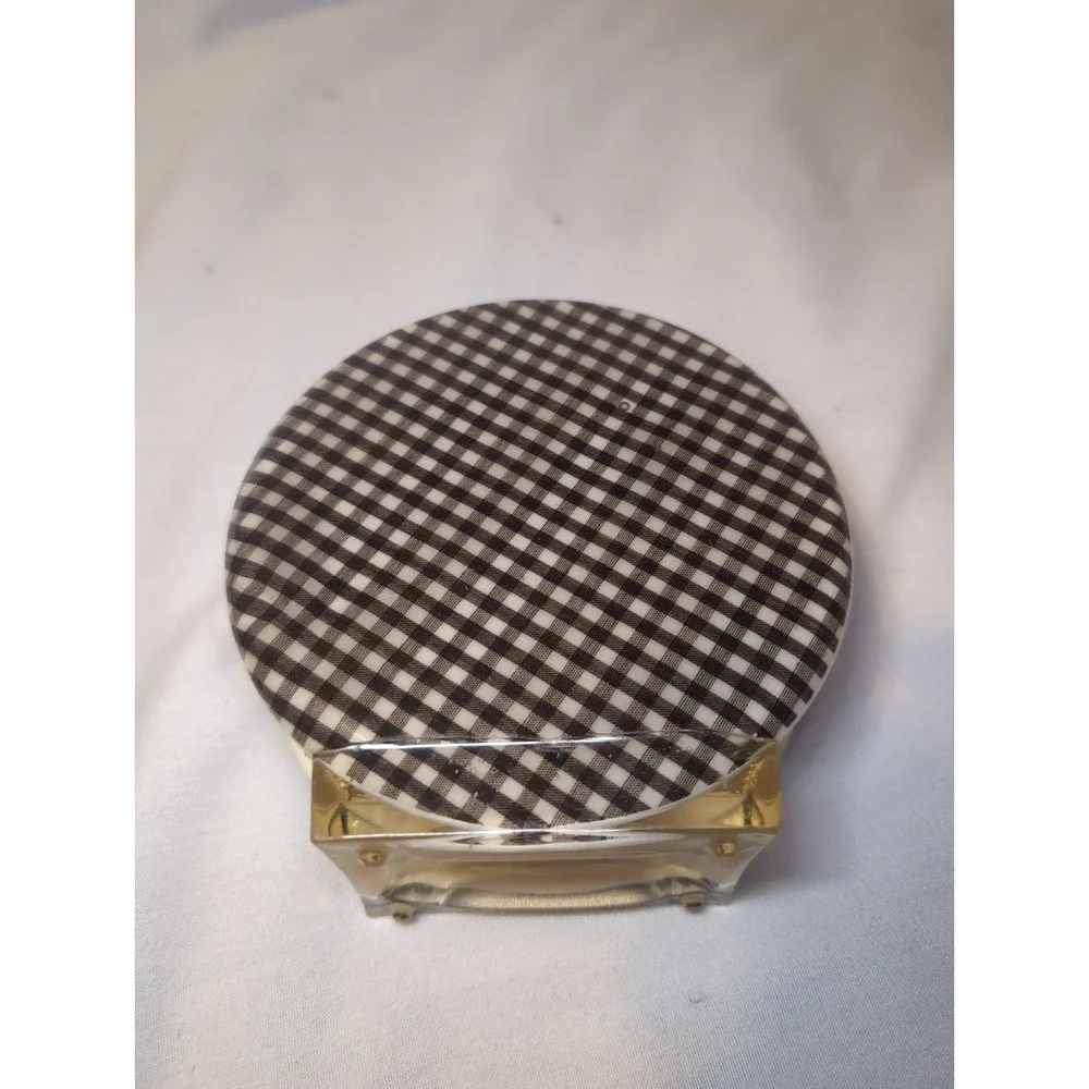 Vintage Acrylic Resin Napkin Letter Holder Brown Gingham Plaid Mod Kitchen 5.5